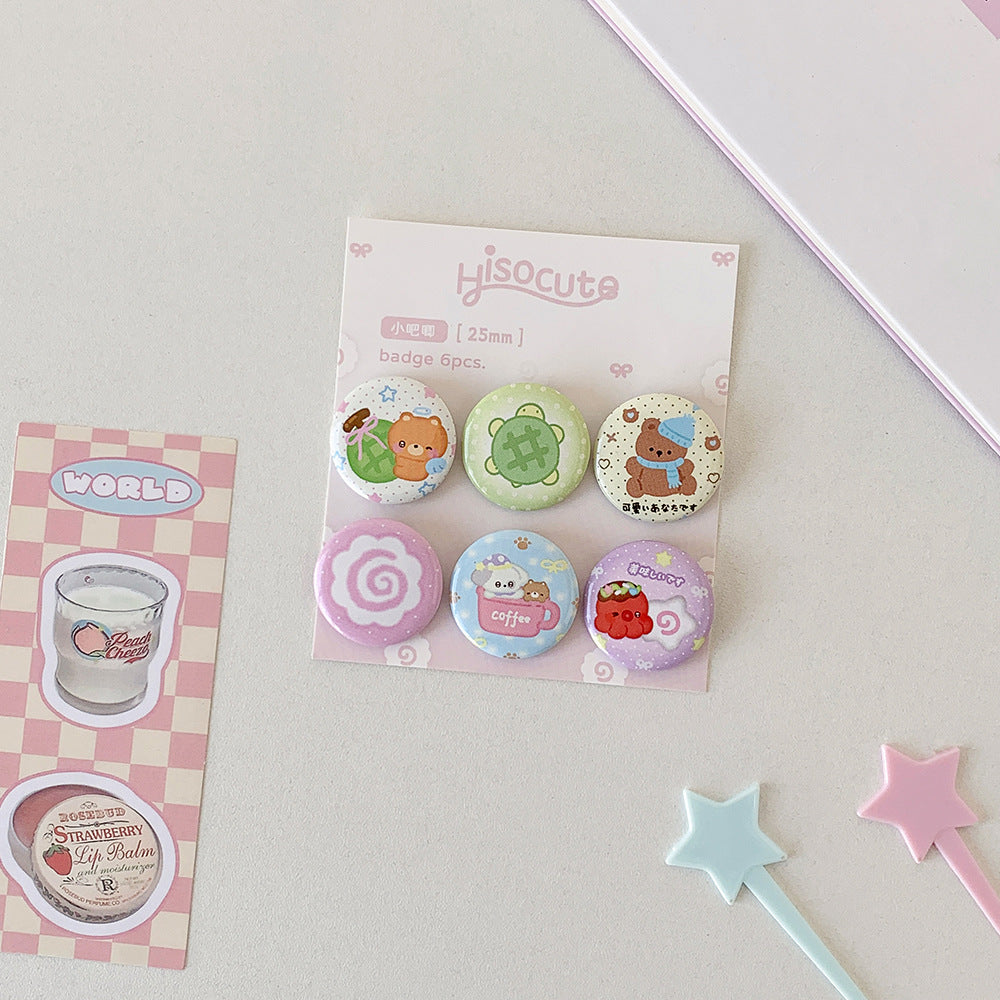 Fish cake and bears Badge-Set of 6