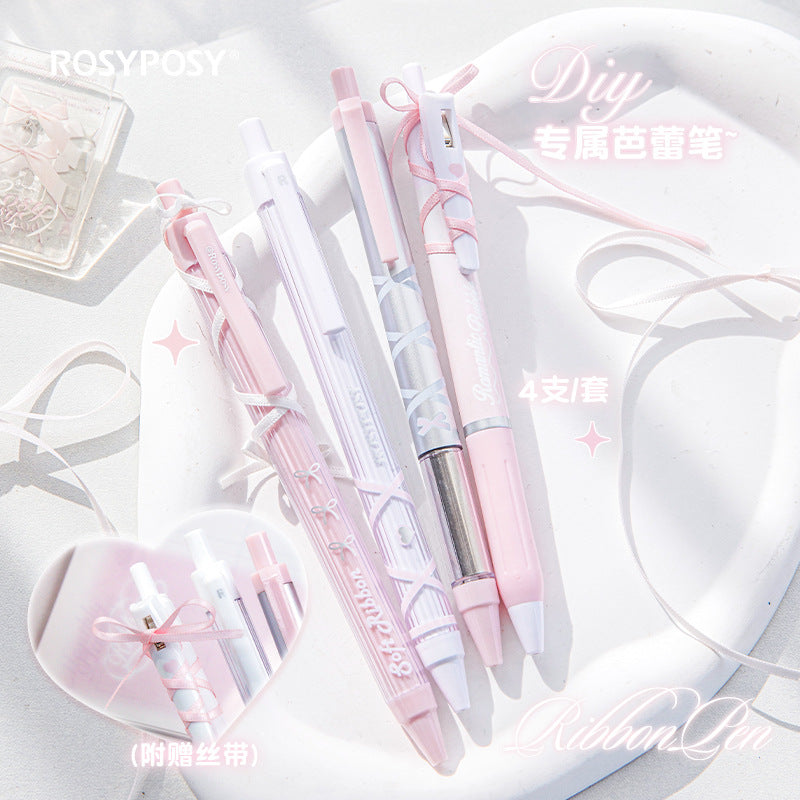 RosyPosy soft set Ballet ribbon strap gel pen