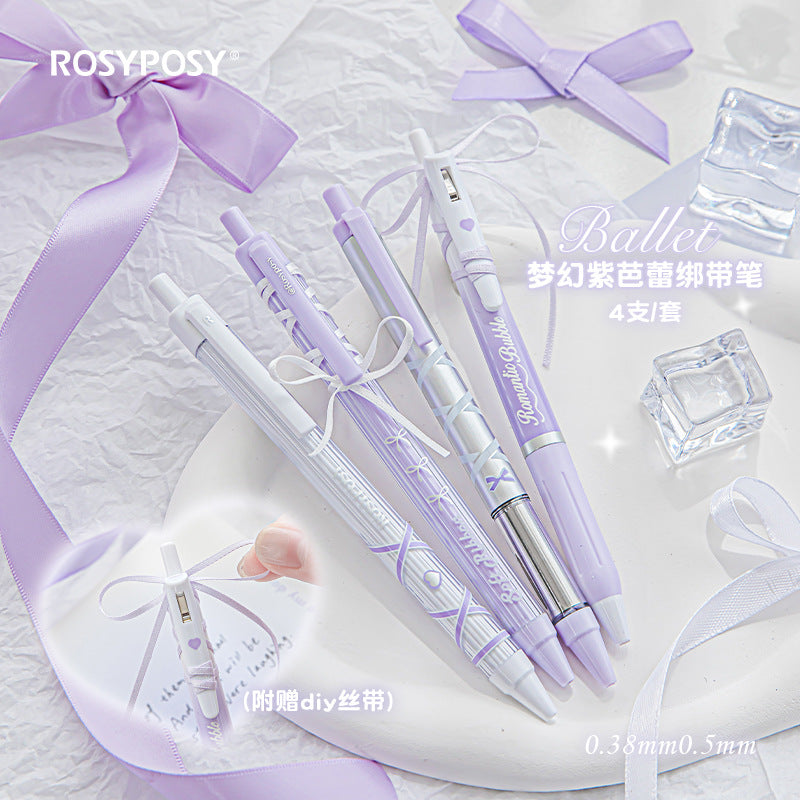 RosyPosy soft set Ballet ribbon strap gel pen